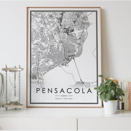 PENSACOLA Florida FL USA city map Nordic Living Room Decoration Canvas Poster Modern Home Decor Art Print Painting