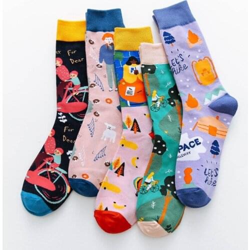 Cute Cartoons Weather Socks Women Men Animals Fruit Cotton Fashion Cool Happy Personality Special Socks Adult Casual Crew Socks