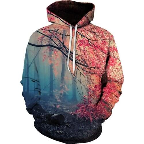 Fall Fashion Natural Landscape Mens Hoodie 3D Printed Outdoor Maple Leaf Leave Snowfield Casual Sweatshirt Hoodie Mens Super S