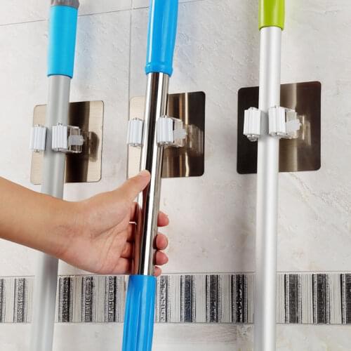 Wall Mounted Mop Organizer Holder Brush Broom Hanger Home Storage Rack Bathroom Suction Hanging Pipe Hooks Household Tools