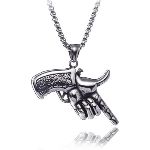 2021 New Creative Pistol Pendant Necklace for Men Women Fashion Gothic Bar Nightclub Hip Hop Street Bungee Personality Grunge