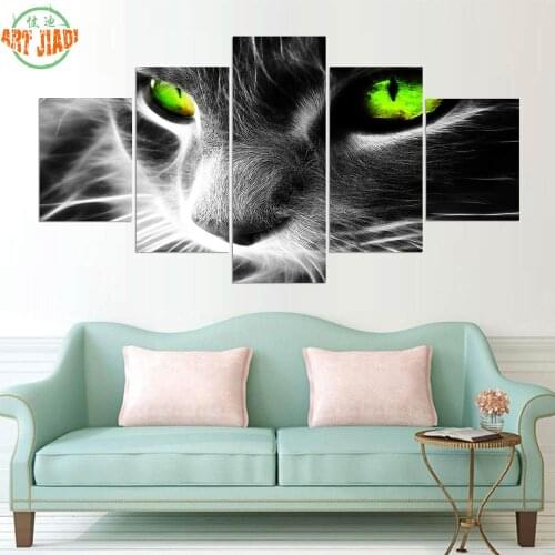 New 3-4-5 Pieces/sets Canvas Art HD Black Cat Green Eyes Canvas Painting HD Decorations For Home Wall Art Prints Canvas J0395