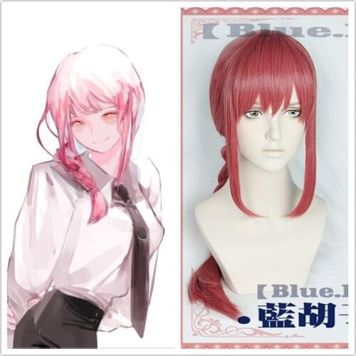 New Arrival Chainsaw Man Makima Cosplay Wig Red Braid Hair Wig Halloween Role Play Props