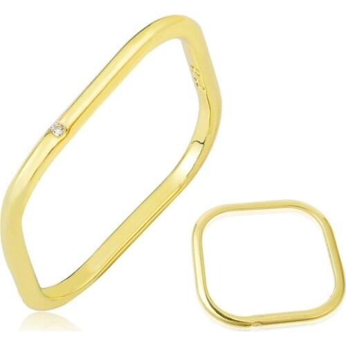 Personalized Square Plain Circle Zircon Couple Diamond Small Square Ring Small Ring