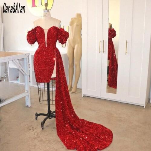 Sexy Short Red Prom Dresses 2021 Sequin Cocktial Dress for Women Party Gowns Celebrity Sukienki Vestidos De Graduación