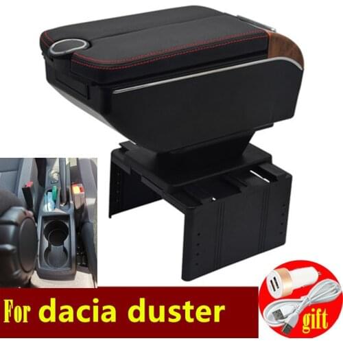 For dacia duster armrest box Double doors open 7USB Centre Console Storage Box Arm Rest
