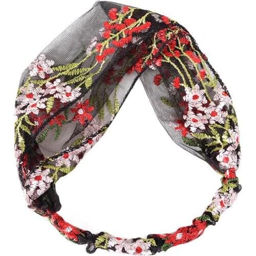 Coxeer 1pc Fashion Women Lace Turban Headband Elegant Flower Decor Headband Wide Stretch Headband For Women Hair Accessories