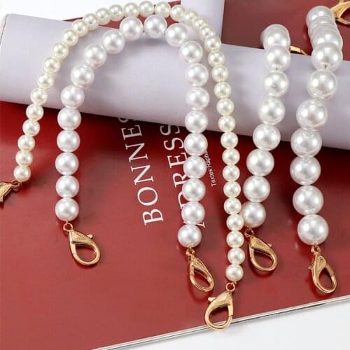 Faux Pearl Bead Handle Handbag Purse Chain Bag Shoulder Strap Belt Replacement with Lobster Clasp 32/40/100cm
