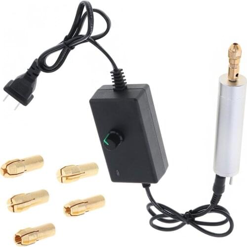 12V Stepless Speed Adjustable Electric Motor Hand Drill with 5pcs Copper Chuck and Aluminum Alloy Frosted Shell