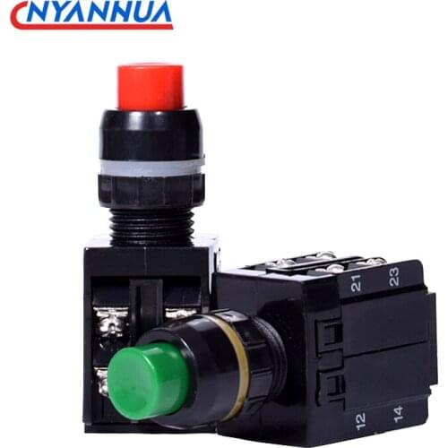 High Head Convex Head Momentary Reset Button Switch 2NO2NC Copper Piece Silver Point 16MM