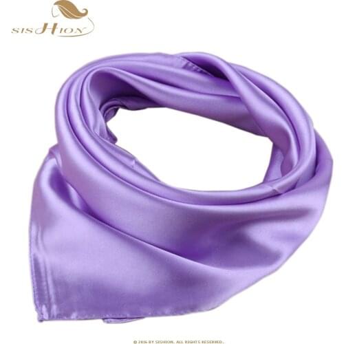 SISHION Hot Sale Small Square Satin Scarf Artifical Silk Scarf for Ladies Womens Scarves Handkerchief 60cm*60cm Solid Color