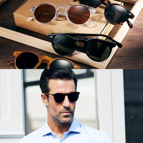 Vintage Polarized sunglasses OV5186 Clear Frame Gregory Peck Brand Designer men women circle glasses