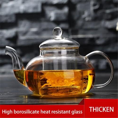 Glass Teapot Clear Borosilicate Heatproof Tea set Cup Home Solid Color Filter Heat Resistant Transparent Flower Teapot N