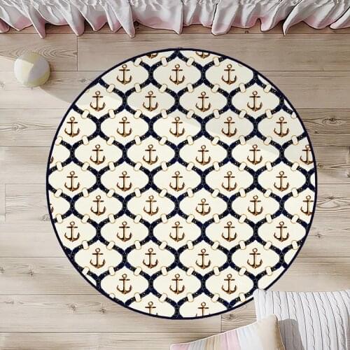 Beyaz Çocuk Odası Halısı kanca lacivert gemi