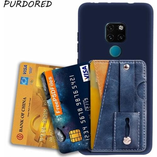 PURDORED 1 Pc Phone Back Card Holder PU Leather Removable Universal Case Slim Pocket Mini Card Holder Adhesive Phone Back Wallet