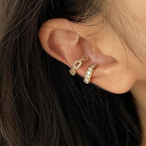 Vintage Zircon Beads Inlaid Ear Clips For Women Personality Design Hook Shaped No Pierced Clip Earrings Ladies Charms Jewelry