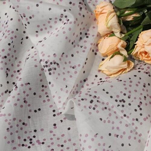 High quality mulberry, silk and cotton material Wave point printing patchwork High-end thin summer clothing fabric
