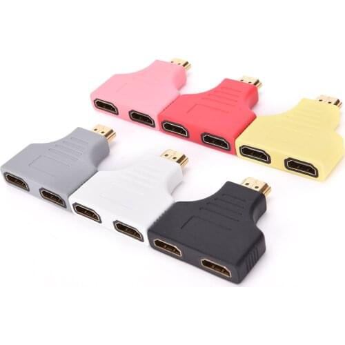 JETTING top quality ! multiple Colour 1080P HDMI-compatible Port Male to 2 Female 1 In 2 Out Splitter Adapter Converter
