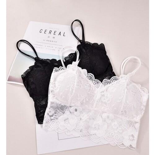 Fashion Casual Women Lady Lace Strap Bras Tops Sexy Sleeveless Tube Chest Wrap Bandeau Underwear Black White