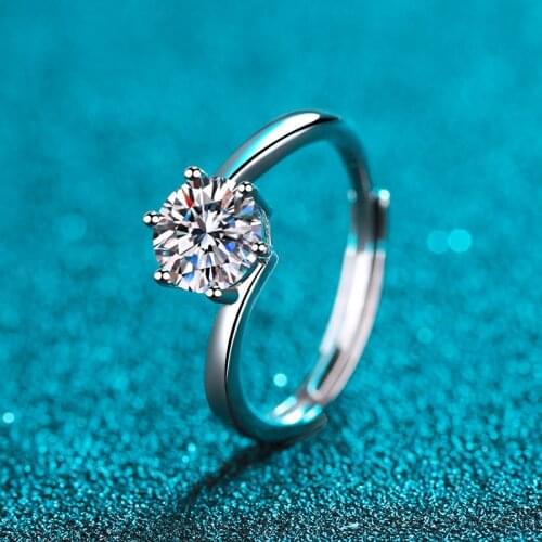 Passed Diamond Test Stone Moissanite Perfect Single Drill Ring 925 Sterling Silve 1-2CT Women Fashion Wedding Luxury Accessories