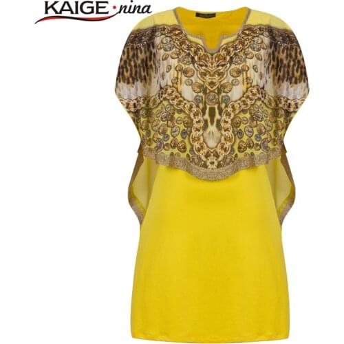 KAIGE NINA Women Chiffon O-neck 2 Colors Dress Casual Mini Fashion Dress Short Sleeve 2 PCs Loose Plus Size Dress Vestido 815 a