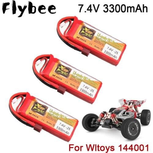 1-5PCS for Wltoys 144001 car 2s 7.4 V 3300mAh Lipo battery T Plug for Wltoys 1/14 144001 RC car 7.4v for Wltoys Racing battery
