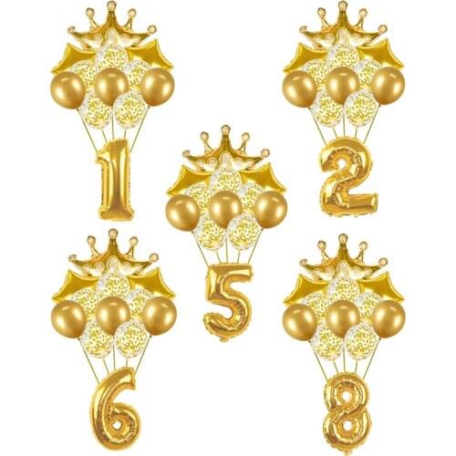 12Pcs/set Birthday Party Decoration Balloon Gold Number Foil Balloon Metal Globos Wedding Happy Birthday Baby Shower Supplies