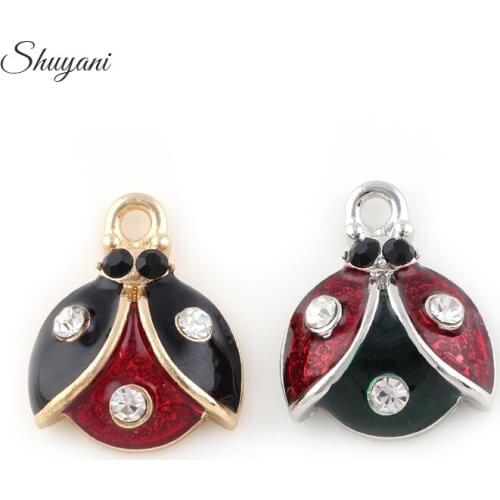 20PCS Alloy Metal Enamel Animal Ladybug Charms Pendant Necklace Bracelet Dangle Jewelry