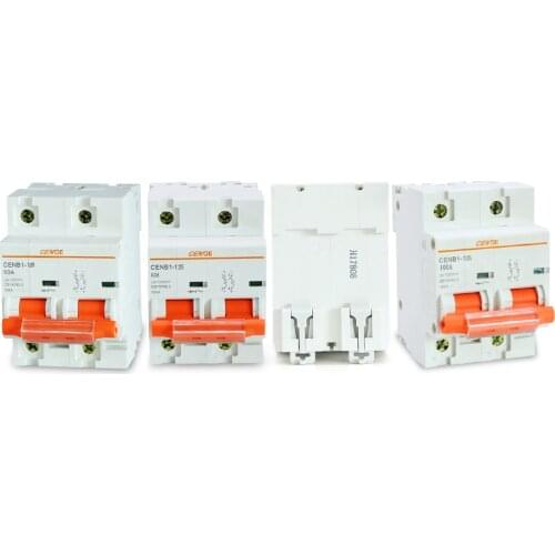 2018 new promotion 2P 63A-125A DC1000V DC breaker Solar photovoltaic dc protection switch overload protection dc circuit breaker