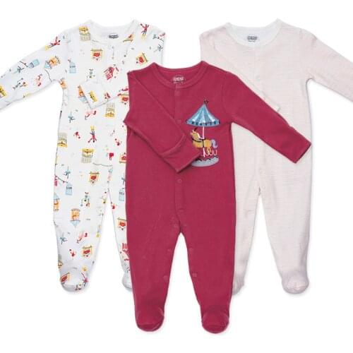 3 Pieces/Set) Cotton Baby Jumpsuit Long Sleeve Autumn and Winter Newborn Rompers Baby Girl Boy Clothes