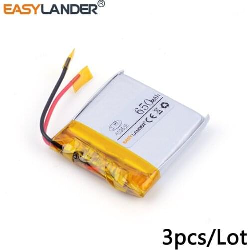 3pcs /Lot 650mAh 603535 3.7v lithium Li ion polymer rechargeable battery For Mp3 Mp4 Mp5 DIY PAD DVD E-book bluetooth headset