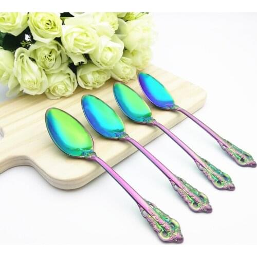 Cucharas Dessert Spoon Soup Ladles Stainless Steel Scoops Long Handle Spoon Vintage Kitchen Accessories Dipper 19.5cm/7.67" 4pcs
