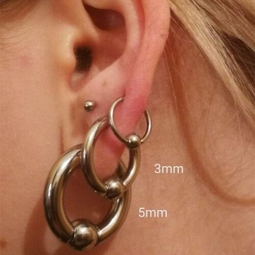 1 Piece Big Stainless Steel Tragus Ear Piercing Men Nose Closure Nipple Bar Large Body Jewelry Women Captive Hoop Ear Rings