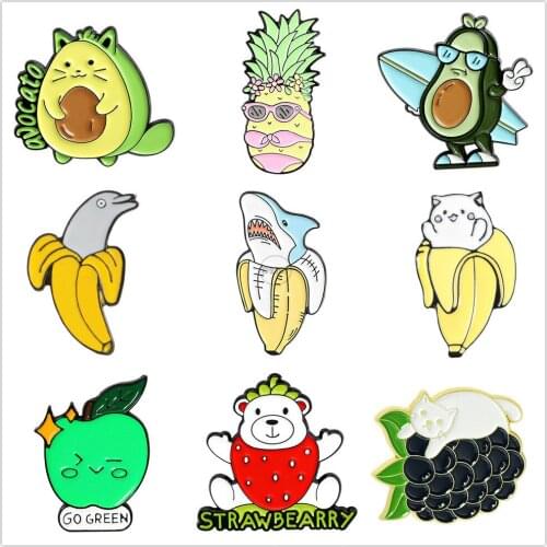 Animals Fruits Enamel Pins Cute Banana Badges For Clothes Jewelry Collar Brooches Gifts Accessories For Kids Friends Bags