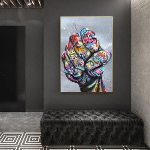 Graffiti Art Canvas Painting Fist Inspirational Posters and Prints on The Wall Art Picture for Living Room Cuadros Home Decor