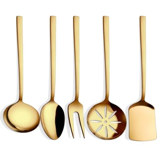 Diamond Gold Service Set 5 Pieces Shiny Polishing Mirror Silver Cutlery Cutlery Set Food Tableware