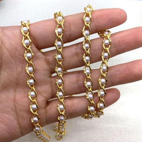Metal Chain Spiral Chain Round Imitation White Pearl Designer Handicraft Jewelry Exquisite Fashion Necklace Bracelet Accessory
