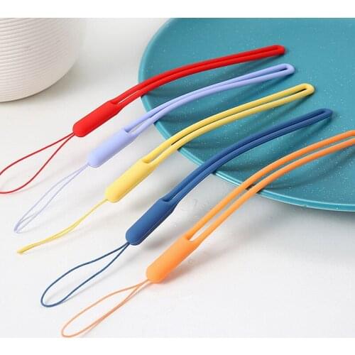 Fashion Color Elastic Silicone Key Lanyard Women Key Chains Soft Silica Gel Mobile Phone Lanyard Lose-proof Wristband Key ring