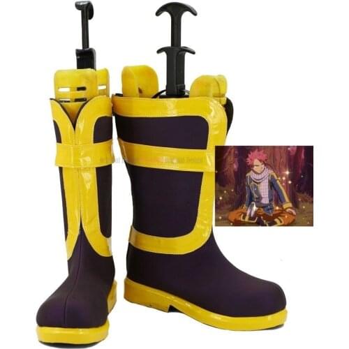 Natsu Shoes Cosplay Fairy Tail Natsu Cosplay Boots Yellow Shoes Custom Made Any Size