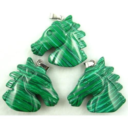 Natural stone Turquoises Quartz crystal tiger eye Opal Horsehead pendant for diy jewelry Making necklace Accessories 1Pc A2