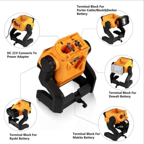 NEW Electric Tool Part Home Decoration Construction LED Working Lamp Light For DeWalt Makita Ryobi B&D 18V 20V Li-ion Battery