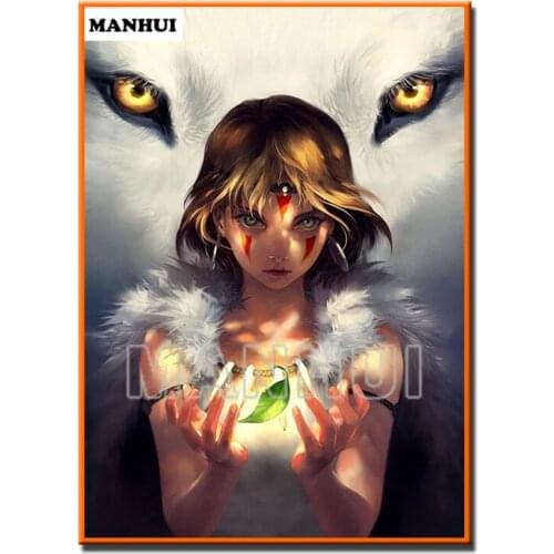 New diy diamond painting Girl and wolf cross stitch rhinestones diamond embroidery mosaic needlework craft painting MH535