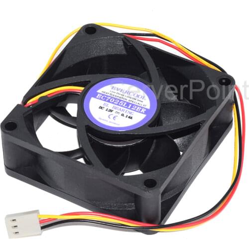 NEW 70mm fan EC7025L12ER For EVERCOOL 7025 DC12V 0.14A Three-wire Silent Heat Dissipating Fan