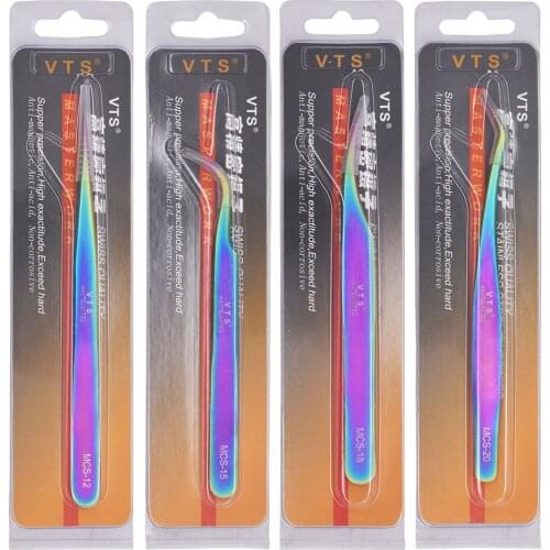 100% Original Tweezers Colorful VTS MCS-12 MCS-15 MCS-18 MCS-20 Professional Makeup Eyelash Tweezers for 3D Volume Eyebrow Tools