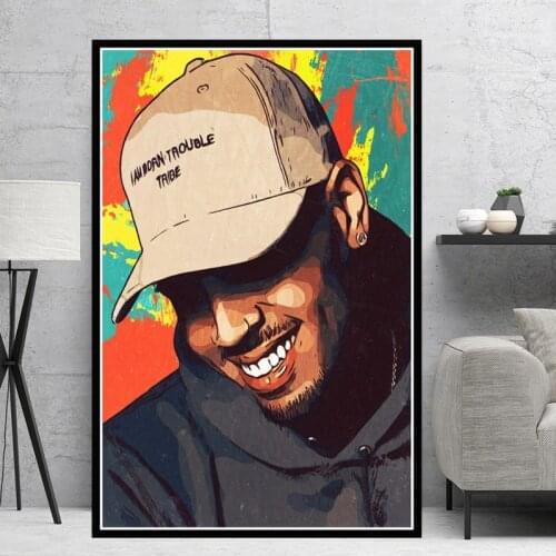 Poster Prints Chris Brown Rapper Hip Hop Music Singer Star Artwork Oil Painting Canvas Art Wall Pictures Living Room Home Decor