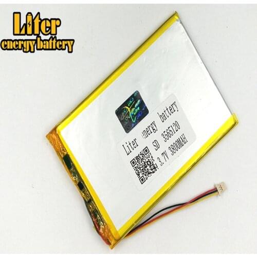 Plug 1.0-3P 3565120 3.7V 3800mah ultra thin lipo batteries rechargeable lithium ion polymer Tablet PC Battery