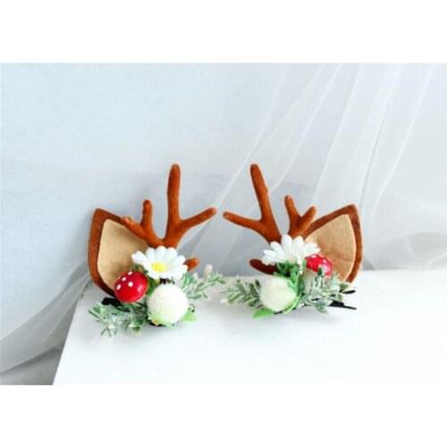 Christmas XMAS Cute Hair Clips Deer Antlers Mushroom Girls Women Hairpins Hair Accessories B1398