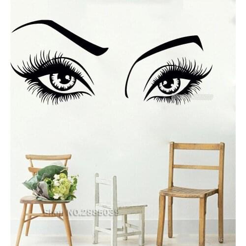 Sexy Girl Eyes Wall Vinyl Decals Beauty Hair Salon Decor Big Black Eye Wall Stickers Unique Eyebrow Wallpapers Removable joy303