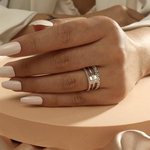 MANGOSKY Silver Fashion Love Ring For Women Adjustable Size