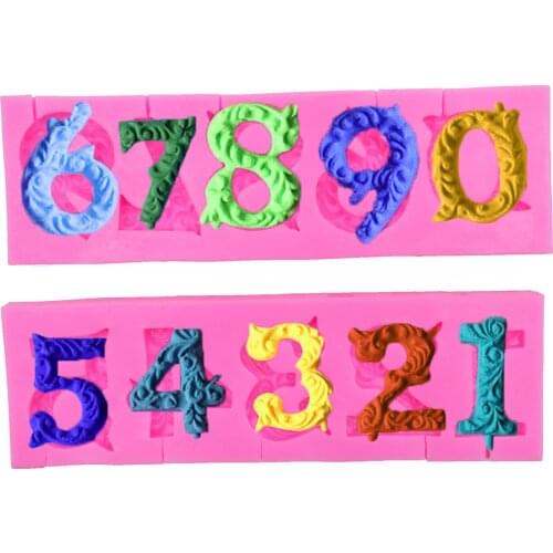 0-9 Number Shape DIY Silicone Lollipop Mold Ice Candy Chocolate Moulds Bake Tool Heat-resistant Cake Decorating Tools